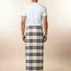 Men's Classic Polyester Lungi - High-Contrast Green, Grey & White Check (2.25 Meters) - D.no. 15