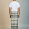 Men's Distinctive Polyester Lungi - Tan, Grey & White Check (2.25 Meters) - D.no. 13