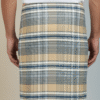 Men's Distinctive Polyester Lungi - Tan, Grey & White Check (2.25 Meters) - D.no. 13