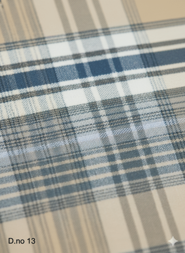 Men's Distinctive Polyester Lungi - Tan, Grey & White Check (2.25 Meters) - D.no. 13