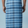 Men's Classic Polyester Lungi - Blue & Navy Check (2.25 Meters) - D.no. 08