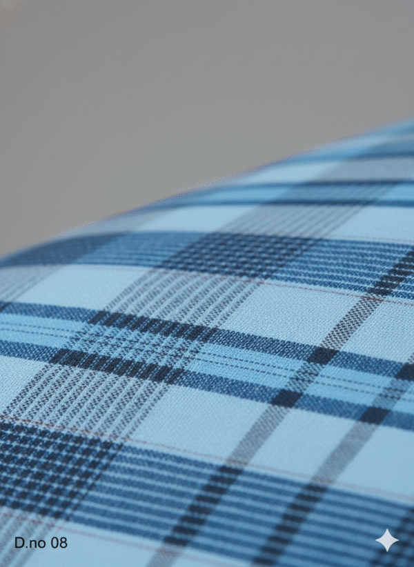 Men's Classic Polyester Lungi - Blue & Navy Check (2.25 Meters) - D.no. 08