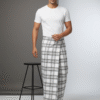 Men's Vibrant Polyester Lungi - Blue & Green Vertical Check (2.25 Meters) - D.no. 19