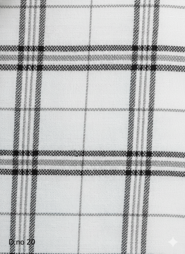 Men's Classic Polyester Lungi - White with Black Grid Check (2.25 Meters) - D.no. 20