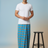 Men's Classic Polyester Lungi - Tan, Black & Brown Check (2.25 Meters) - D.no. 21