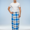 Men's Vibrant Polyester Lungi - Blue & White Check (2.25 Meters) - D.no. 23
