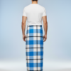 Men's Vibrant Polyester Lungi - Blue & White Check (2.25 Meters) - D.no. 23