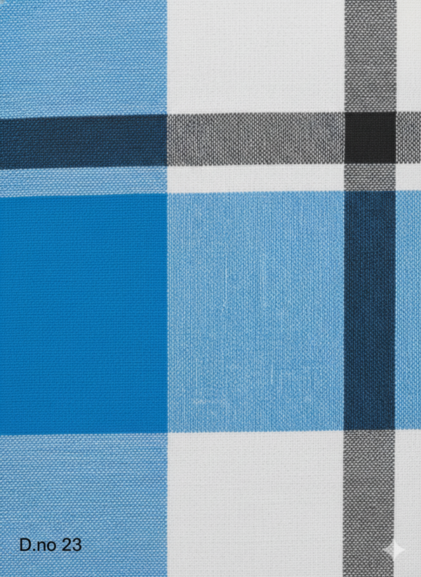 Men's Vibrant Polyester Lungi - Blue & White Check (2.25 Meters) - D.no. 23