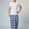 Men's Premium Polyester Lungi - Teal, Grey & Brown Check (2.25 Meters) - D.no. 27