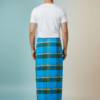 Men's Stylish Polyester Lungi - Olive Green, Blue & White Check (2.25 Meters) - D.no. 28