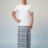 Men's Premium Polyester Lungi - Dark Green, Blue & White Check (2.25 Meters) - D.no. 29