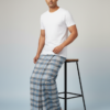 Men's Premium Polyester Lungi - Dark Green, Blue & White Check (2.25 Meters) - D.no. 29