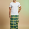 Men's Fresh Polyester Lungi - Multi-Tone Green Check (2.25 Meters) - D.no. 30