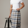 Men's Sophisticated Polyester Lungi - Grey, White & Brown Check (2.25 Meters) - D.no. 37