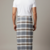 Men's Sophisticated Polyester Lungi - Grey, White & Brown Check (2.25 Meters) - D.no. 37