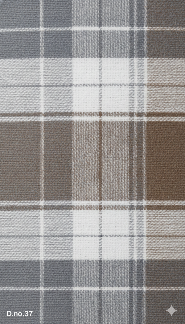 Men's Sophisticated Polyester Lungi - Grey, White & Brown Check (2.25 Meters) - D.no. 37