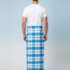 Men's Vibrant Polyester Lungi - Sky Blue & White Check (2.25 Meters) - D.no. 33
