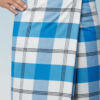 Men's Vibrant Polyester Lungi - Sky Blue & White Check (2.25 Meters) - D.no. 33