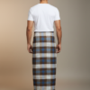 Men's Classic Polyester Lungi - Dark Brown, Beige & White Check (2.25 Meters) - D.no. 35