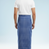 Men's Smart Polyester Lungi - Blue with White Grid Check (2.25 Meters) - D.no. 36