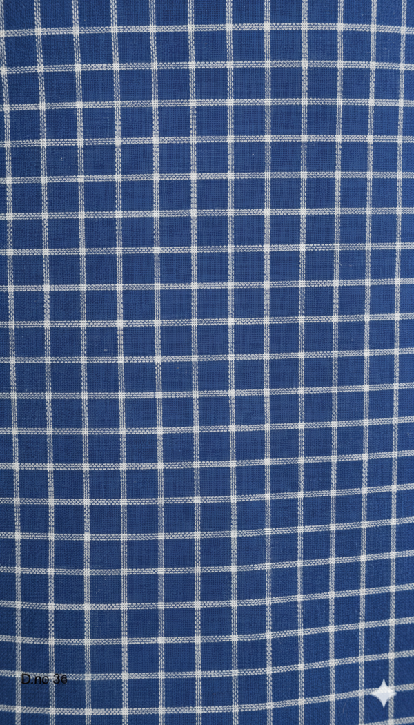 Men's Smart Polyester Lungi - Blue with White Grid Check (2.25 Meters) - D.no. 36