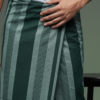 Men's Elegant Polyester Lungi - Dual-Tone Green Vertical Stripes (2.25 Meters) - D.no. 40