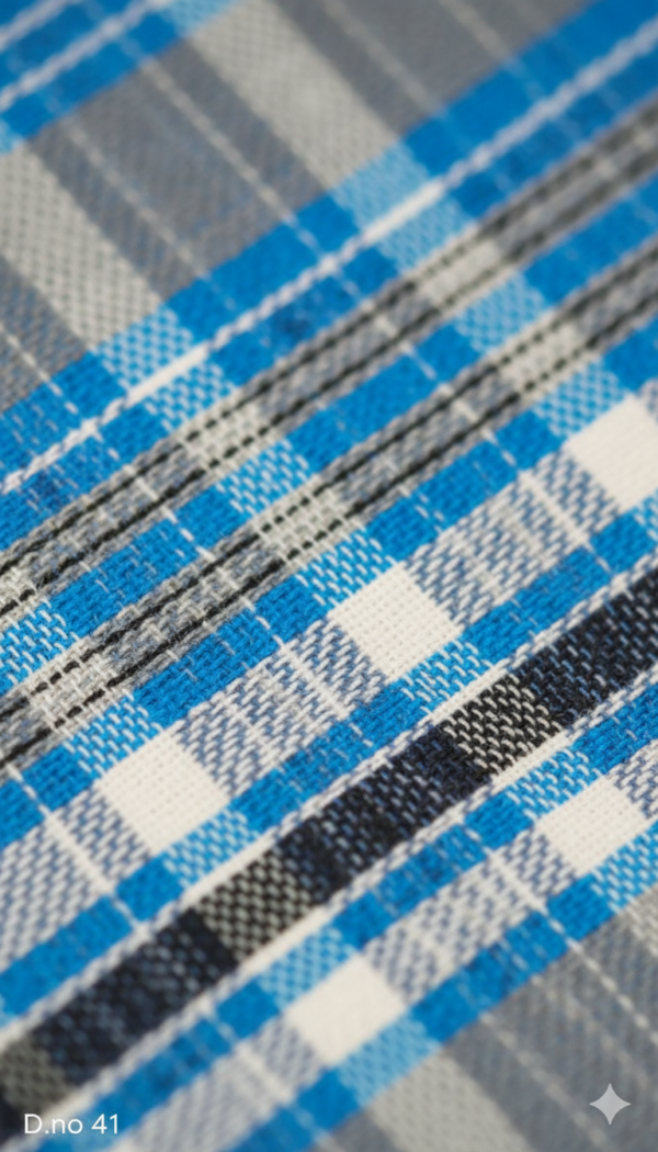 Generated Image December 24, 2025 - 3_56AM Men's Cool Polyester Lungi - Blue & Grey Check (2.25 Meters) - D.no. 41