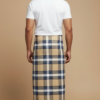 Men's Classic Polyester Lungi - Beige, Navy & White Check (2.25 Meters) - D.no. 43