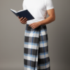 Men's Smart Polyester Lungi - Black, White & Blue Check (2.25 Meters) - D.no. 45