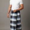Men's Smart Polyester Lungi - Black, White & Blue Check (2.25 Meters) - D.no. 45
