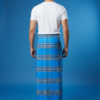 Men's Electric Polyester Lungi - Vibrant Blue & Grey Check (2.25 Meters) - D.no. 46
