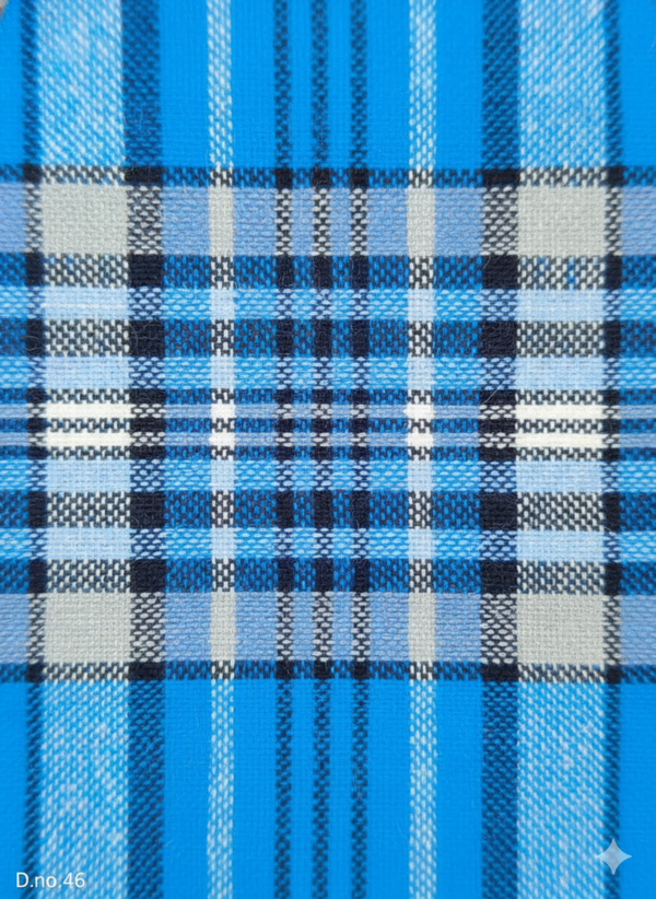 Men's Electric Polyester Lungi - Vibrant Blue & Grey Check (2.25 Meters) - D.no. 46