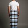 Men's Sophisticated Polyester Lungi - Black, White & Blue Grid Check (2.25 Meters) - D.no. 47