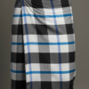 Men's Sophisticated Polyester Lungi - Black, White & Blue Grid Check (2.25 Meters) - D.no. 47