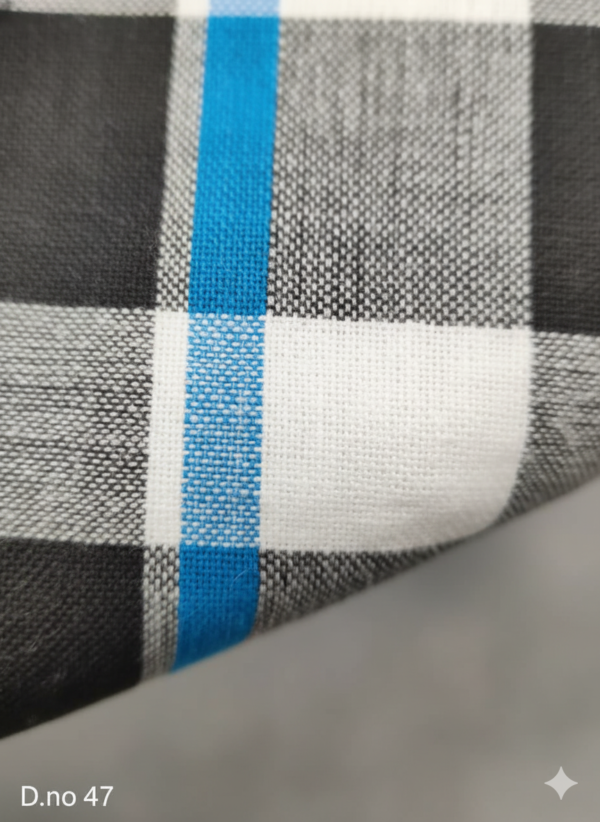 Men's Sophisticated Polyester Lungi - Black, White & Blue Grid Check (2.25 Meters) - D.no. 47