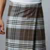 Men's Distinguished Polyester Lungi - Dark Brown, Grey & Pale Blue Check (2.25 Meters) - D.no. 49