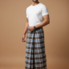 Men's Refined Polyester Lungi - Dark Brown, Blue & White Check (2.25 Meters) - D.no. 50