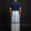 Men's Classic Lungi - Crisp White & Blue Striped Check