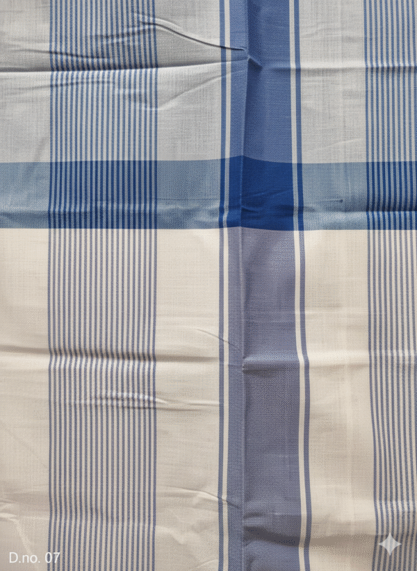 Men's Classic Lungi - Crisp White & Blue Striped Check