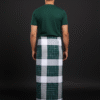 Men's Bold Plaid Lungi - High-Contrast Dark Green & White Check