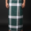 Men's Bold Plaid Lungi - High-Contrast Dark Green & White Check