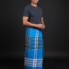 Men's Bold Plaid Lungi - Vibrant Blue & Multi-Tone Check