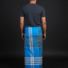Men's Bold Plaid Lungi - Vibrant Blue & Multi-Tone Check
