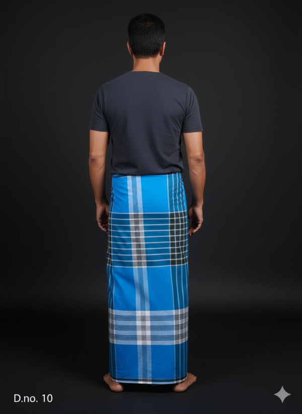 Men's Bold Plaid Lungi - Vibrant Blue & Multi-Tone Check