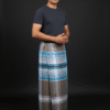 Men's Distinctive Plaid Lungi - Khaki, Blue & Grey Check