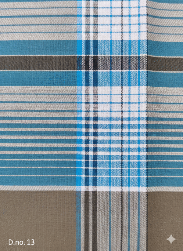 Men's Distinctive Plaid Lungi - Khaki, Blue & Grey Check