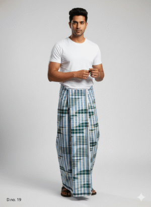 Generated Image November 28, 2025 - 4_37PM Men's Fresh Plaid Lungi - Blue, Green & White Check Design