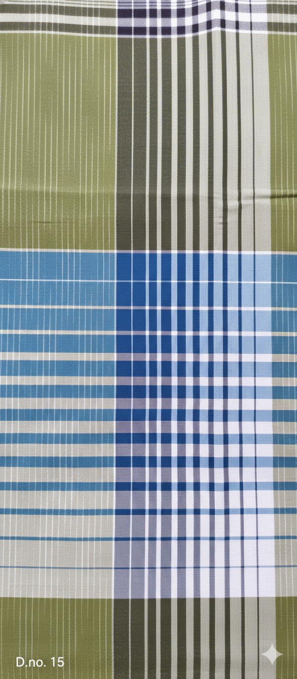 Men's Distinctive Plaid Lungi - Tan, Vibrant Blue & White Check