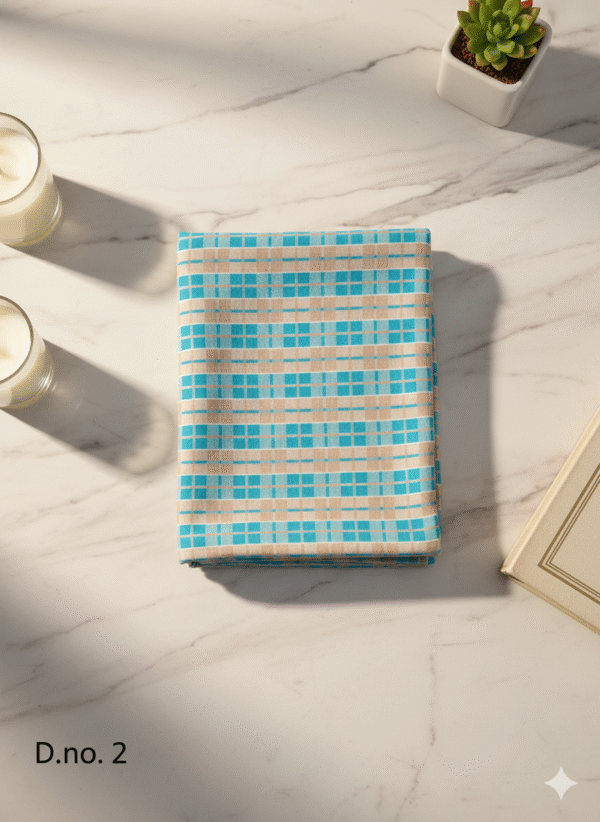 Premium Pink & Brown Checkered Cotton Gamcha | Soft Traditional Towel with Tassels