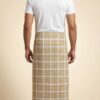 Men's Classic Polyester Lungi - Beige with White Grid Check (2.25 Meters) - D.no. 48